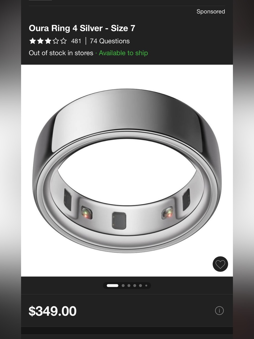 Oura Ring 4 Smart Ring — Silver Finish